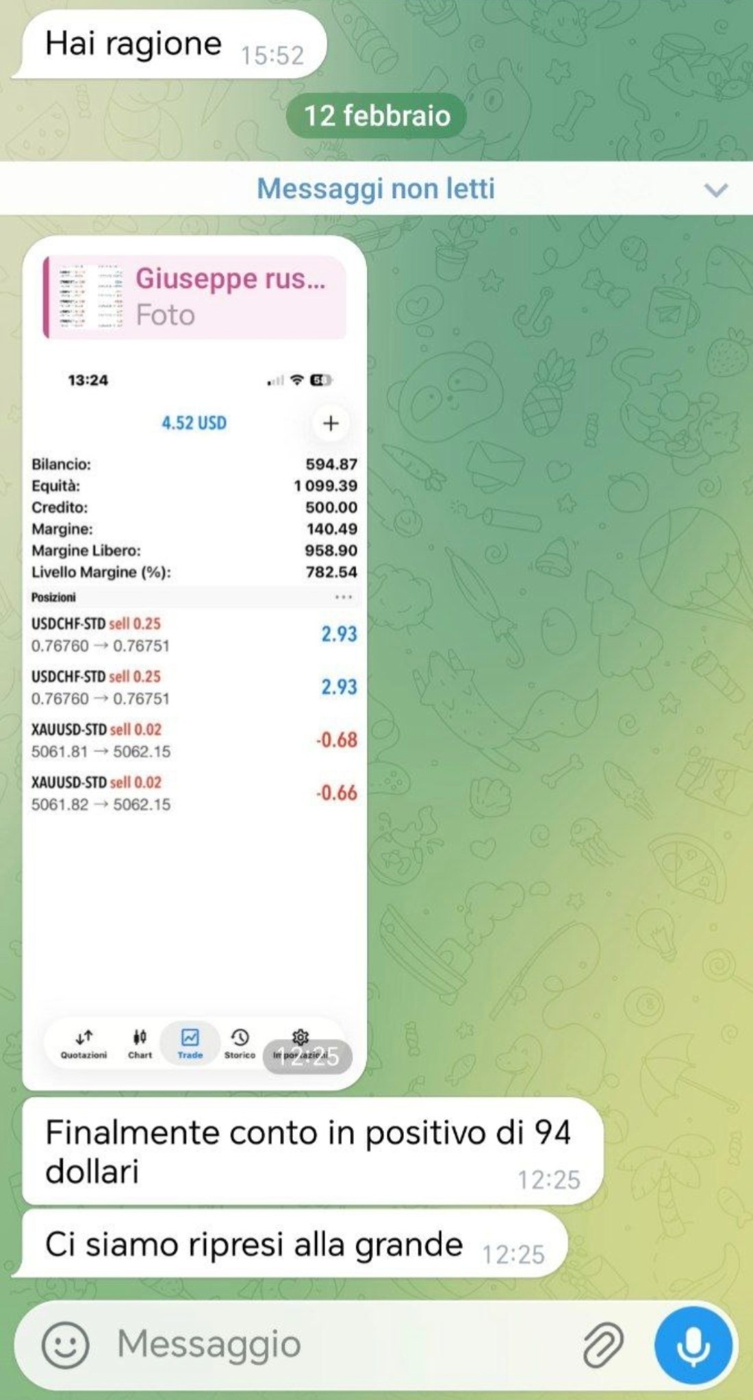 Screenshot testimonianza community Matteo de Cristofaro